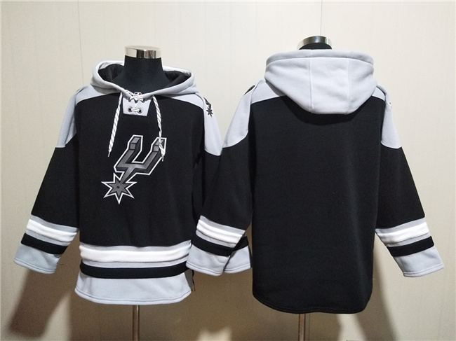 Men's San Antonio Spurs Blank Black Ageless Must-Have Lace-Up Pullover Hoodie